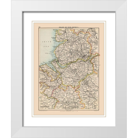 Northwest England - Bartholomew 1892 White Modern Wood Framed Art Print with Double Matting by Bartholomew