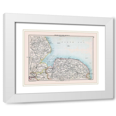 East Central England - Bartholomew 1892 White Modern Wood Framed Art Print with Double Matting by Bartholomew