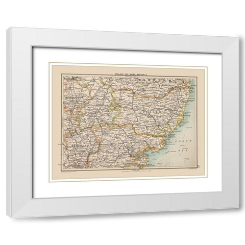 Southern England - Bartholomew 1892 White Modern Wood Framed Art Print with Double Matting by Bartholomew
