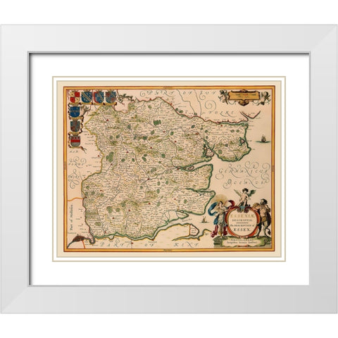 Great Britain Essex County England - Jansson 1646 White Modern Wood Framed Art Print with Double Matting by Jansson