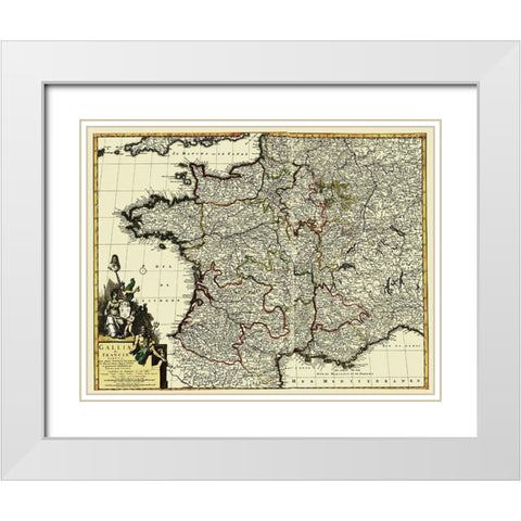 Western Part Europe with France - 1653 White Modern Wood Framed Art Print with Double Matting by Unknown