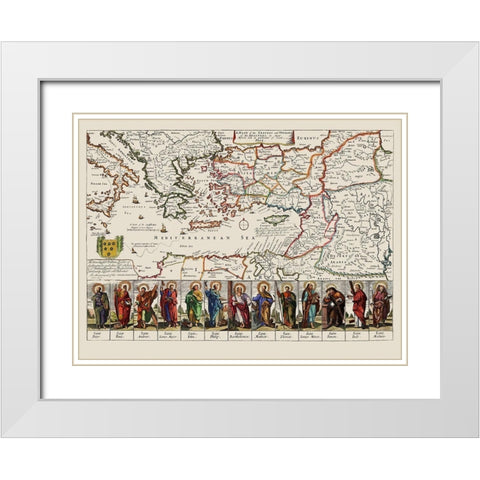 Mediterranean Apostles Travels Voyages Italy White Modern Wood Framed Art Print with Double Matting by Loivther