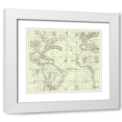 Europe Africa America - Wright 1768 White Modern Wood Framed Art Print with Double Matting by Wright