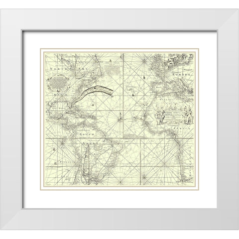 Europe Africa America - Wright 1768 White Modern Wood Framed Art Print with Double Matting by Wright
