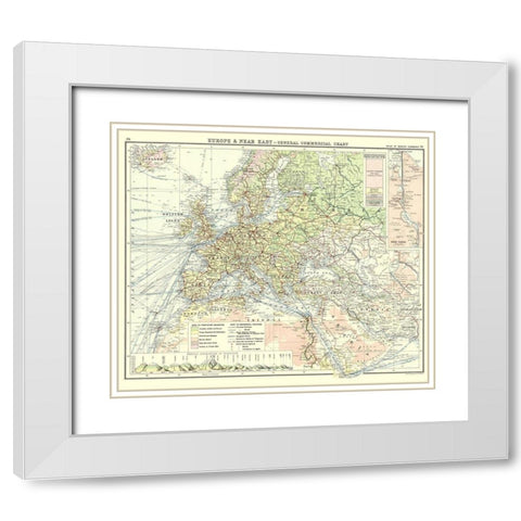 Europe Near East Commercial Chart - Newnes 1907 White Modern Wood Framed Art Print with Double Matting by Newnes