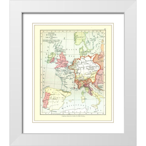Western Europe 1525 - Gardiner 1902 White Modern Wood Framed Art Print with Double Matting by Gardiner