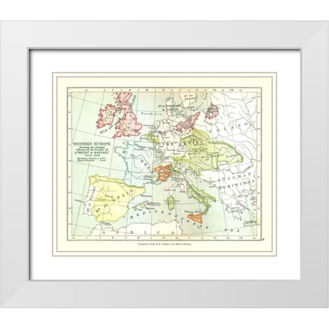 Western Europe 1713 - Gardiner 1902 White Modern Wood Framed Art Print with Double Matting by Gardiner