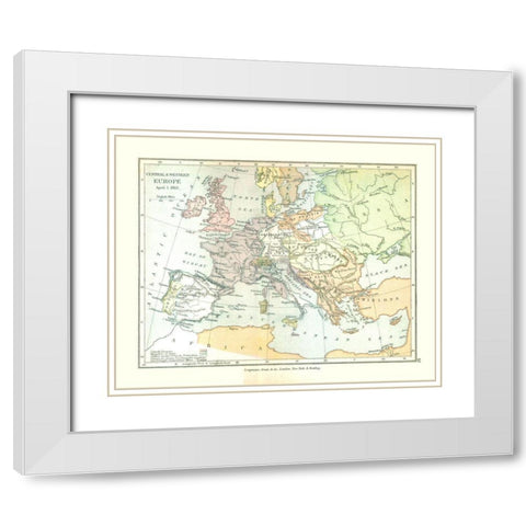 Europe 1812 - Gardiner 1902 White Modern Wood Framed Art Print with Double Matting by Gardiner