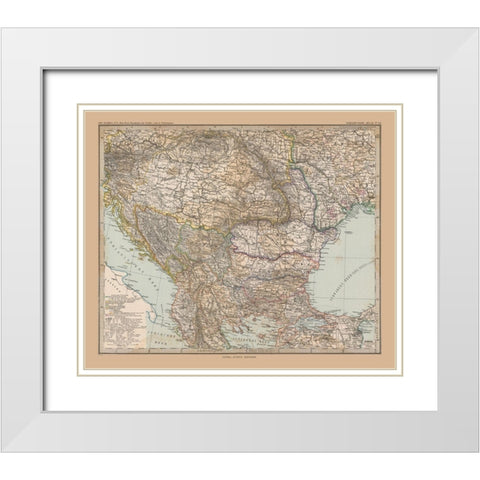 Southeast Europe - Stieler 1885 White Modern Wood Framed Art Print with Double Matting by Stieler