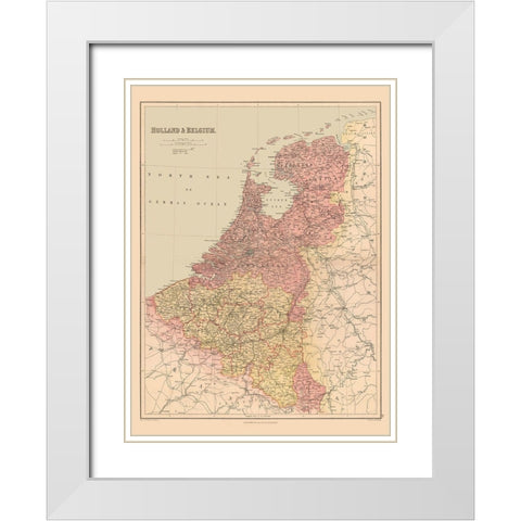 Holland Belgium Europe - Black 1867 White Modern Wood Framed Art Print with Double Matting by Black