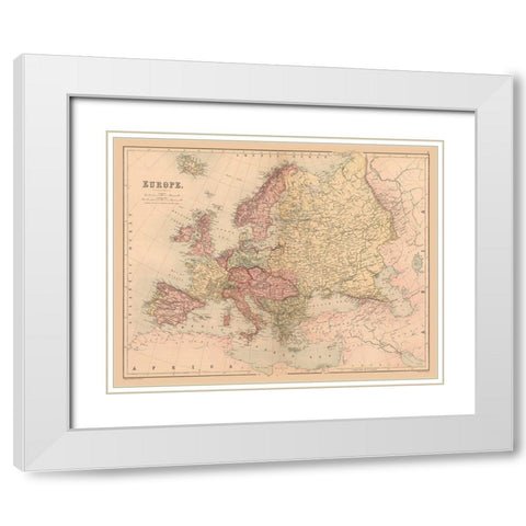 Europe - Black 1867 White Modern Wood Framed Art Print with Double Matting by Black