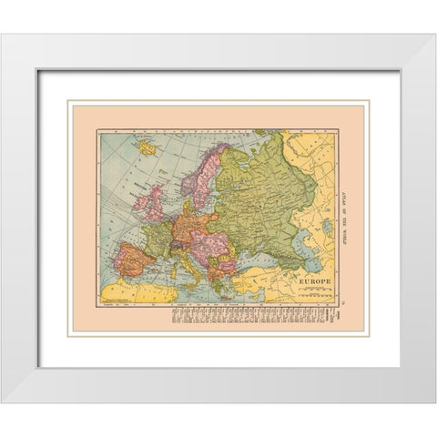 Spain Austria Hungary Europe - Hammond 1910 White Modern Wood Framed Art Print with Double Matting by Hammond