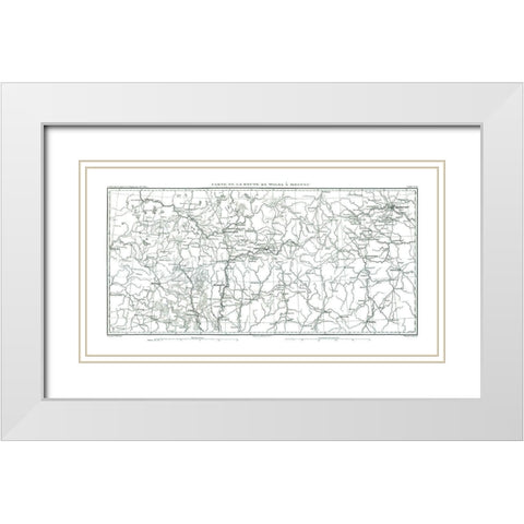 Route from Vilnius to Moscow - Thiers 1866 White Modern Wood Framed Art Print with Double Matting by Unknown