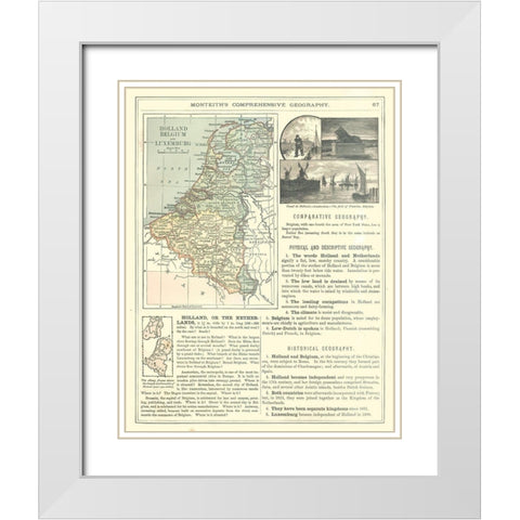 Europe Luxemburg Holland Belgium - Monteith 1882 White Modern Wood Framed Art Print with Double Matting by Monteith