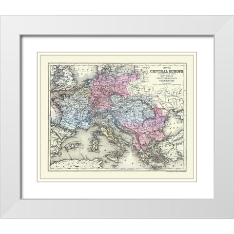 Central Europe - Mitchell 1877 White Modern Wood Framed Art Print with Double Matting by Mitchell