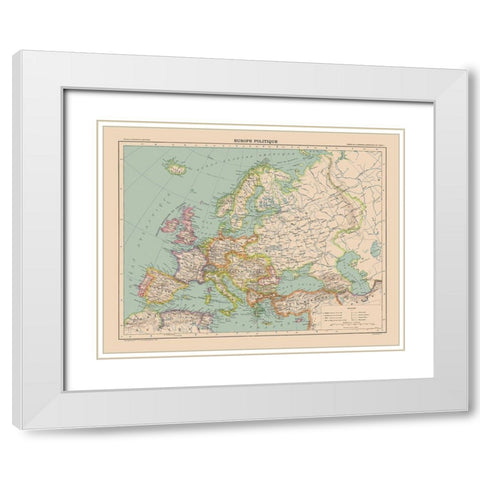 Political Europe - Schrader 1908 White Modern Wood Framed Art Print with Double Matting by Schrader