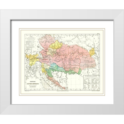 Europe Austria Hungary - Cortambert 1880 White Modern Wood Framed Art Print with Double Matting by Cortambert
