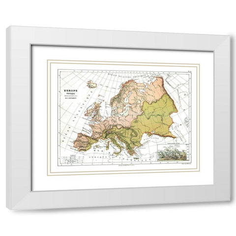 Physical Europe - Cortambert 1880 White Modern Wood Framed Art Print with Double Matting by Cortambert