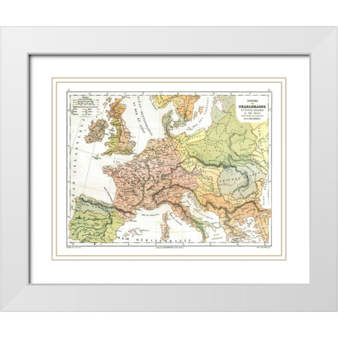 Charles the Great Empire Europe - Cortambert 1880 White Modern Wood Framed Art Print with Double Matting by Cortambert