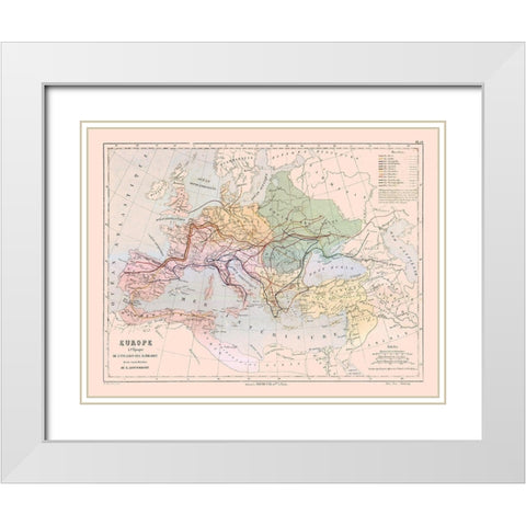 Europe Barbarian Invasions - Cortambert 1880 White Modern Wood Framed Art Print with Double Matting by Cortambert