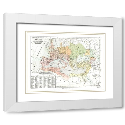 Europe Barbarian Invasions II - Cortambert 1880 White Modern Wood Framed Art Print with Double Matting by Cortambert