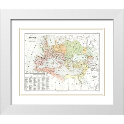 Europe Barbarian Invasions II - Cortambert 1880 White Modern Wood Framed Art Print with Double Matting by Cortambert