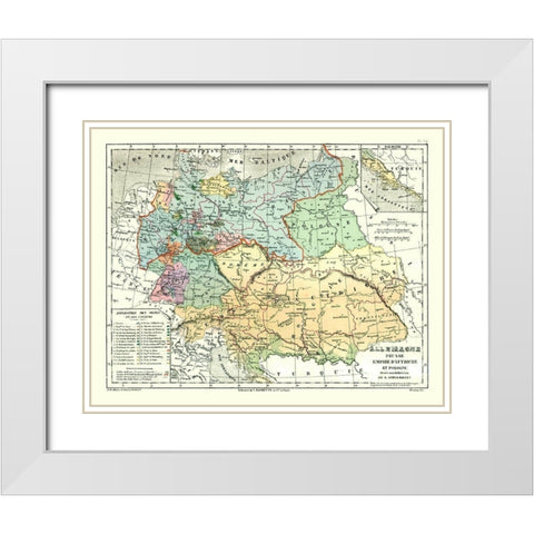Europe Germany Prussia Poland Austria White Modern Wood Framed Art Print with Double Matting by Cortambert