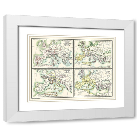 Europe Barbarian Migrations 451 AD-500 AD White Modern Wood Framed Art Print with Double Matting by Poole