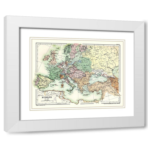 Europe 1740 - Poole 1902 White Modern Wood Framed Art Print with Double Matting by Poole