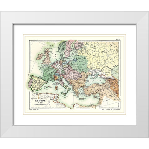 Europe 1740 - Poole 1902 White Modern Wood Framed Art Print with Double Matting by Poole