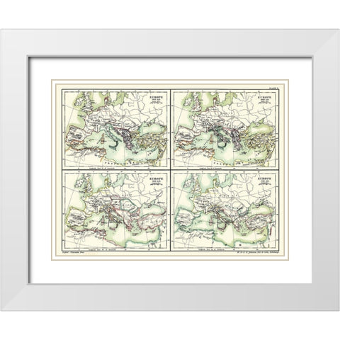 Europe 565 AD-720 AD - Poole 1902 White Modern Wood Framed Art Print with Double Matting by Poole