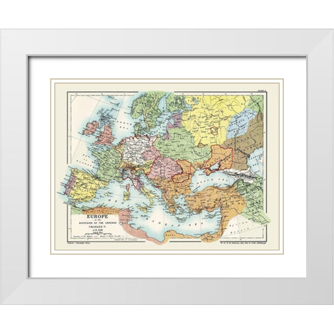 Europe Charles V 1519 AD - Poole 1902 White Modern Wood Framed Art Print with Double Matting by Poole