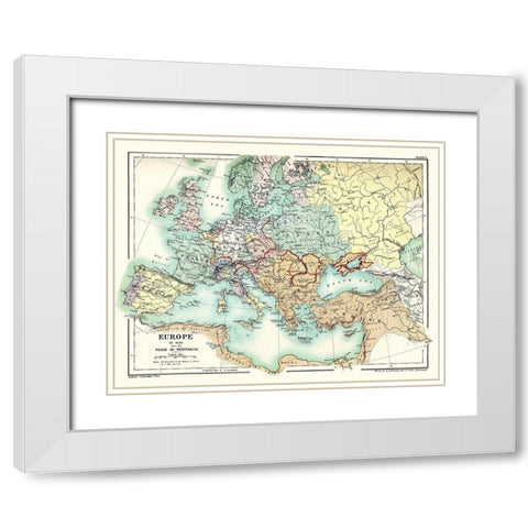 Europe 1648 Peace of Westphalia - Poole 1902 White Modern Wood Framed Art Print with Double Matting by Poole