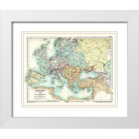 Europe 1648 Peace of Westphalia - Poole 1902 White Modern Wood Framed Art Print with Double Matting by Poole