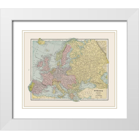 Europe - Cram 1892 White Modern Wood Framed Art Print with Double Matting by Cram