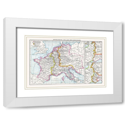 Central Europe Carolingians - Droysen 1886 White Modern Wood Framed Art Print with Double Matting by Droysen