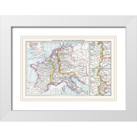 Central Europe Carolingians - Droysen 1886 White Modern Wood Framed Art Print with Double Matting by Droysen