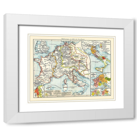 Central Europe Carolingians - Putzgers 1897 White Modern Wood Framed Art Print with Double Matting by Putzgers