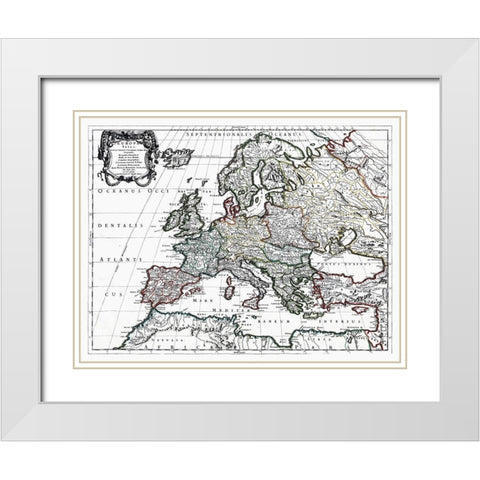 Europe - Sanson 1641 White Modern Wood Framed Art Print with Double Matting by Sanson