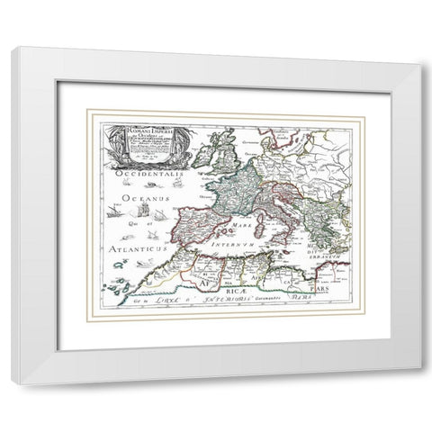 Roman Empire Europe Africa - Sanson 1641 White Modern Wood Framed Art Print with Double Matting by Sanson