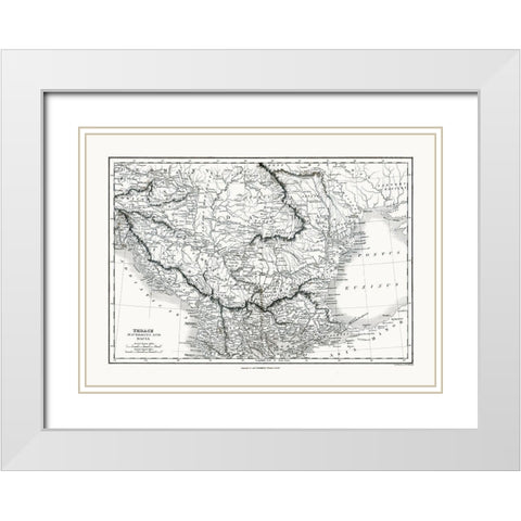 Europe Thrace Dacia Macedonia Greece - Oxford 1828 White Modern Wood Framed Art Print with Double Matting by Oxford