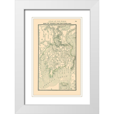 Europe France Switzerland - Alden 1886 White Modern Wood Framed Art Print with Double Matting by Alden