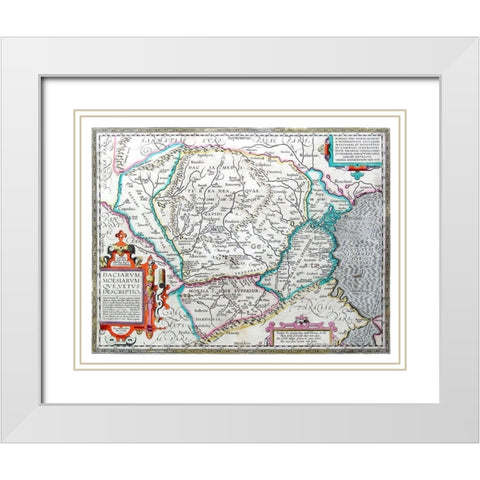 Europe Dacia Moesia - Ortelius 1570 White Modern Wood Framed Art Print with Double Matting by Ortelius