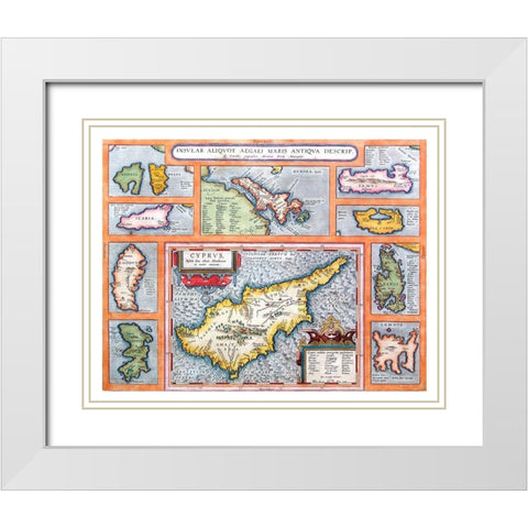 Europe Aegean Sea Islands - Ortelius 1570 White Modern Wood Framed Art Print with Double Matting by Ortelius