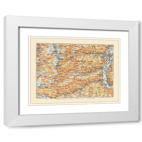 Europe Swiss Italian Border Alps Switzerland Italy White Modern Wood Framed Art Print with Double Matting by Baedeker