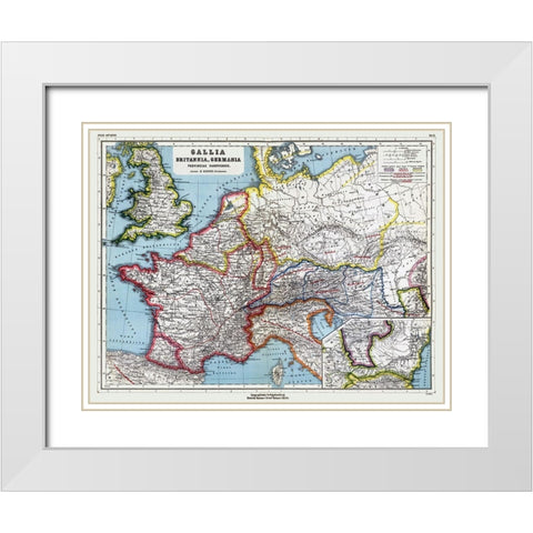Europe Gallia Britannia Germania - Kiepert 1903 White Modern Wood Framed Art Print with Double Matting by Kiepert