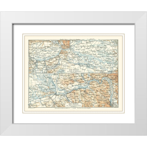 Europe Danube River Vienna to Budapest White Modern Wood Framed Art Print with Double Matting by Baedeker