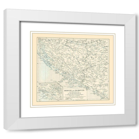 Europe Bosnia Dalmatia - Baedeker 1896 White Modern Wood Framed Art Print with Double Matting by Baedeker