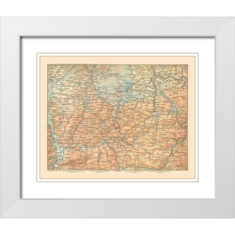 Europe Southeastern Germany Austria - Baedeker White Modern Wood Framed Art Print with Double Matting by Baedeker