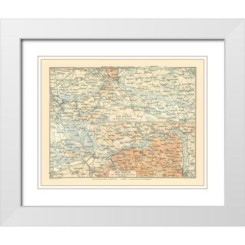 Europe Danube River Austria Hungary - Baedeker White Modern Wood Framed Art Print with Double Matting by Baedeker